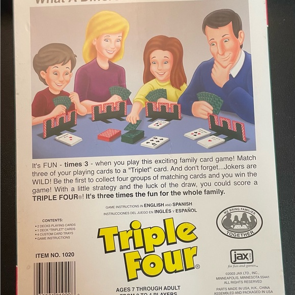 2003 NEW - SEALED IN BOX - Triple Four Card Game - Picture 2 of 3